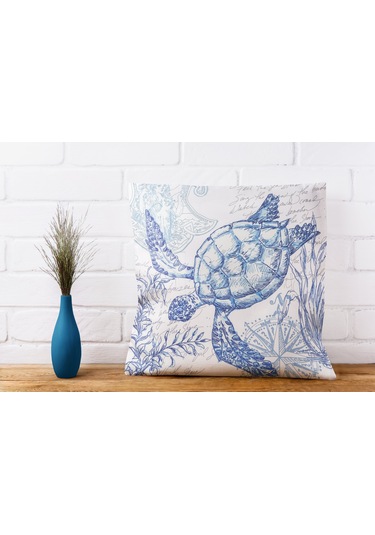 Deniz Kabukları Temalı Marin Dekoratif Yastık Kılıfı 4'lü Set Karışık/Çok Renkli