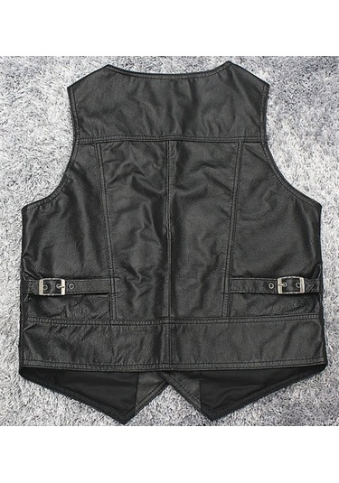 Hakiki Kuzu Derisi London Yelek Siyah