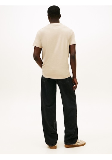 Tommy Hilfiger Tjm Slım Essentıal Flag Tee Ext Erkek Bej T-shirt - Dm0dm20740-12888 Beige