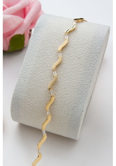 Latif Kuyumculuk 14 Ayar Altın Baget Taş Kadın Bileklik Lkblk1219 Altın Sarı Altın