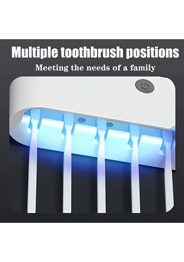 Dashanshop Beyaz Usb Şarjlı Akıllı Diş Fırçası Askısı Duvar Montajlı 5 Yuvalı Otomatik Diş Macunu Dispenser Beyaz