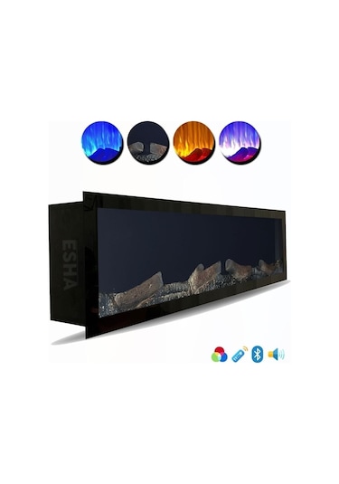 Esha Home Elektrikli Dekoratif Yapay Şömine Bluetooht Sabit Çıtırtı 150x35x18 Cm