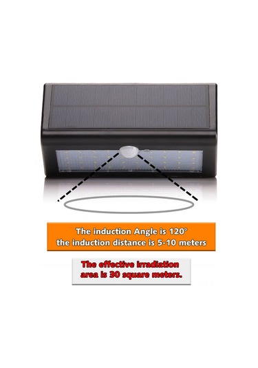 Leezsing Güneş Enerjili 38 Led Hareket Sensörlü Duvar Lambası - 500lm Aydınlatma, Ip65 Su Geçirmez Siyah