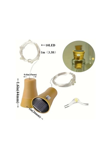 Honeybeeshop 6 Adet Solar Şişe Lambası Gündüz Şarj Gece Otomatik Aydınlatma Parti Noel Yılbaşı Dekorasyonu Sıcak Beyaz