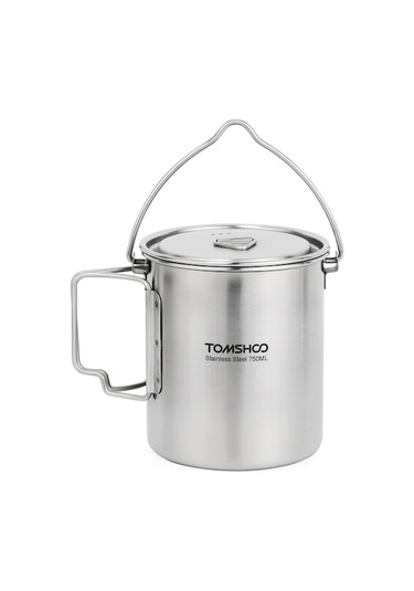 Fortunelane 750ml Paslanmaz Çelik Kamp Tenceri, Katlanabilir Kollu, Kapaklı, Hacim Ölçümlü, Seyahat Çantasıyla - Kamp, Dağcılık, Çok Renkli