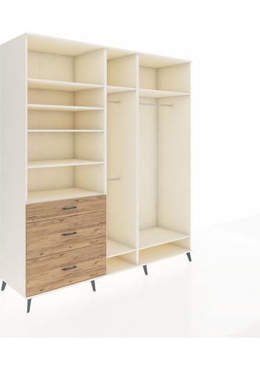 Kronos Dolap 9 Raflı 3 Çekmeceli 3 Askılı 220x59x243 Aytaşı-aytaşı/çam Aytası/atlas Çam