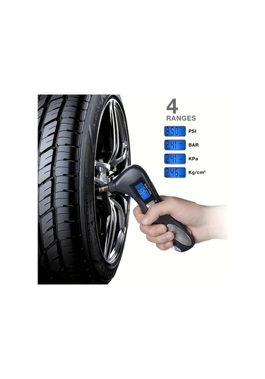 Boatshop1 1 Adet Siyah Kompakt 5 İn 1 Dijital Lastik Basınç Ölçer 246 Psı Çoklu Birim Dönüşümü Abs Arabalar Kamyonlar Bisikletler İçin