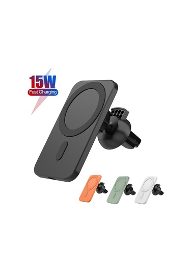 Sones N16 10w Araba Hava Çıkışı + Vantuz Magsafe Manyetik Telefon Evrensel Kablosuz Şarj Cihazı Mobil Tutucu Turuncu