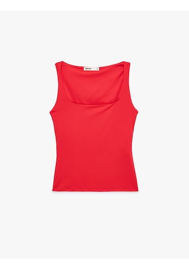 Koton Slim Fit Yuvarlak Yaka Kolsuz Top Kırmızı 6sak10291ek