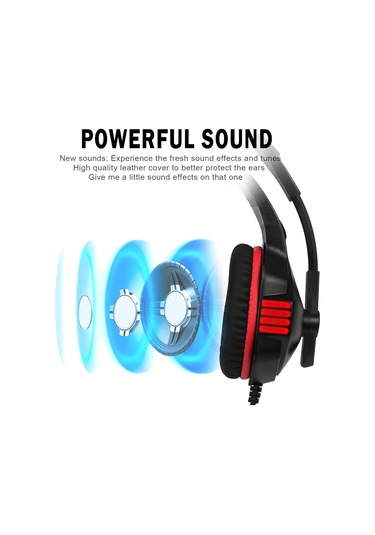 Hombey V3 Kablolu Oyun Kulaklığı 50mm Hoparlör Otomatik Gürültü Engelleme Ayarlanabilir Mikrofon Usb+3.5mm Siyah-kırmızı