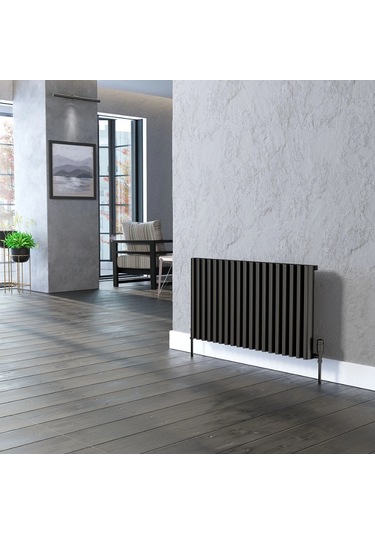 Lojimax Alüminyum Dekoratif Radyatör Albite 600x600mm 11 Dilim Dokulu Siyah 1331 W Yüksek Isıl Güç