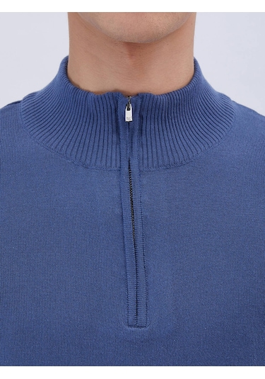 Kip İndigo Yarım Balıkçı Yaka Desenli Pamuk Karışımlı Triko Çok Renkli