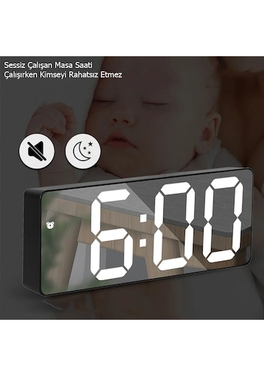 Techtic Alarmlı Termometreli Led Dijital Masa Saati