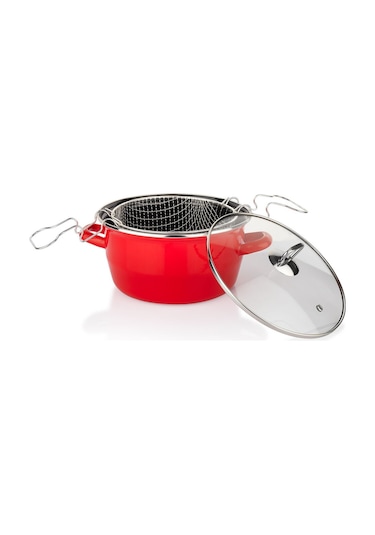 Schafer Fry Çıtır Kızartma Tencere 3 Parça 22 CM Kırmızı