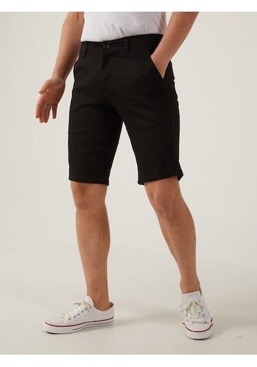 Siyah Renk Chino Erkek Şort Siyah