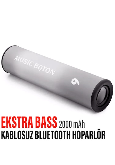 Ekstra Bass Bluetooth Hoparlör Speaker 2000 Mah Ip65 Gri