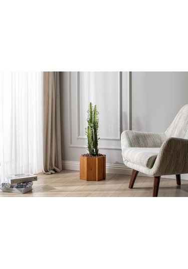 Halohope El Yapımı Ahşap Büyük Sekizgen Dekoratif Modern Kaliteli Bahçe Balkon Saksı Saksılık Stant Çiçeklik