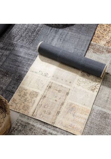 Mudo Home Lıma Koyu Gri El Dikişi Patchwork Halı 200x300 Cm 11182700