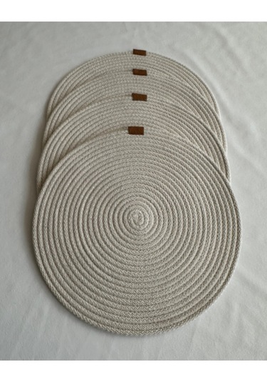 Yuvarlak Amerikan Servis Sofra Altlığı, Masa Dekoru Supla 33x33 4lü Beyaz