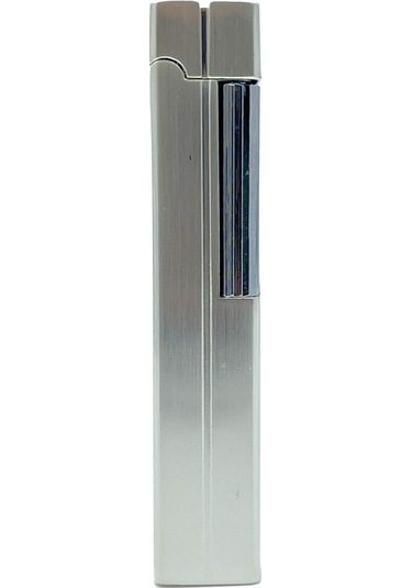 Slim Kare Metal Çakmak - Krom - Taşlı Gazlı Model 2