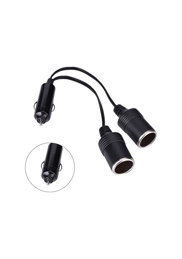 Moveevo 12v-24v Araç Şarj Adaptörü Erkekten İkiye Kadın Çıkışlı 10a, Otomobil-tır-motosiklet İçin 24cm Uzunluk, Pe Paketli