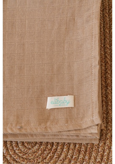 Organik Pamuk Çift Katlı Müslin Örtü Bej 75x85 CM Bej