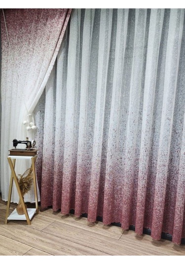 Tül Perde Yeni Tasarım Üst Renkli Gri-antrasit-füme Serpinti Tül Ve Sağ/sol Takım Tül Fon Perde Pudra