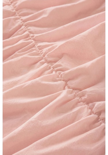 Büzgülü Tek Kişilik Açık Pembe Pamuklu Nevresim Seti