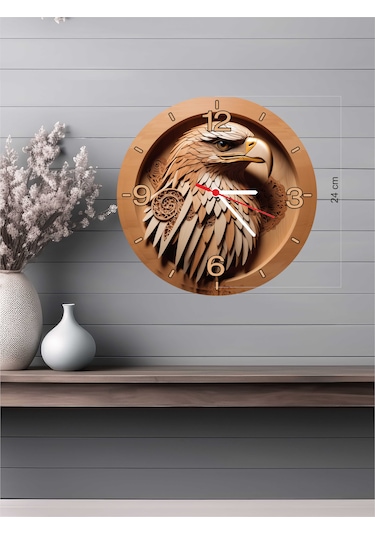 24x24 Cm 3d Görünümlü Ahşap Duvar Saati V2