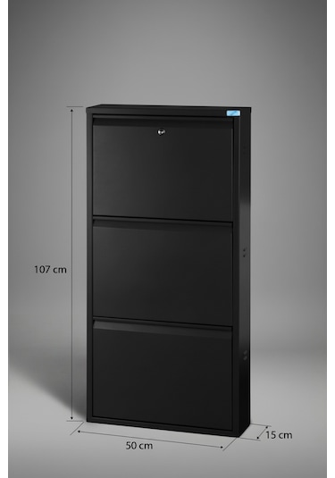 Metal Ayakkabılık 3'lü Kilitli Model Siyah