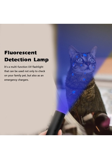 Yifomall 365nm Mor Işıklı Uv Feneri, Kedi Mantarı Ve Floresan Tespiti, Usb Şarjlı, 5 Modlu El Feneri, Siyah
