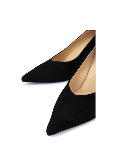 Tamer Tanca Kadın Hakiki Deri Siyah Süet Topuklu Ayakkabı 594 6308 Bn Ayk Sk25-26 Sıyah Suet SIYAH SUET