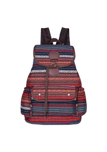 Ganzhoushop Kadın Omuz Çantası Açık Hava Seyahat Günlük Sırt Çantası Öğrenci Okul Çantasıkırmızı Çok Renkli