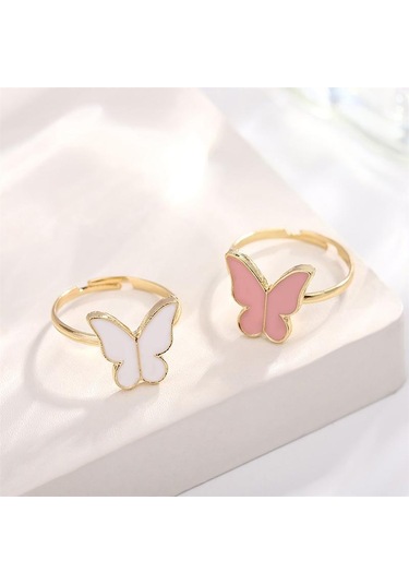 1set Moda Zarif Basit Çok Yönlü Kelebek Kolye Bilezik Küpe Yüzük Kadınlar Kızlar Düğün Partisi Takı Seti Hediye Kırmızı