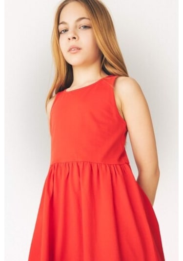 DeFacto Kız Çocuk Bisiklet Yaka Basic Düz Kolsuz Yazlık Elbise B4336A825SMRD51