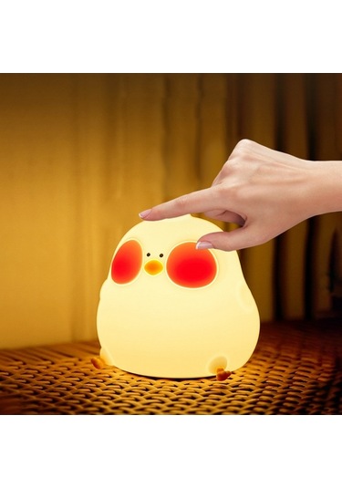Tavuk Gece Lambası Silikon Civciv Yatak Başucu Bebek Lambası Renk Değiştiren Gece Lambası Bebek Kız Erkek Kadın Yatak Odası Dekoru Beyaz