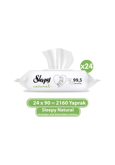 Sleepy Natural Yenidoğan Islak Bebek Bakım Havlusu 24 x 90'lı 2160 Yaprak