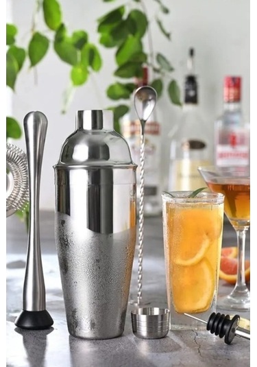 Fastbuy Kokteyl Shaker Seti 7 Parça, Modern Tasarım, Metal Renk, Bar İçin Kullanılır, Şık Ve Pratik