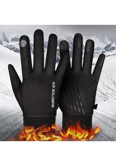 Fortunelane Erkekler İçin Kışlık Islaklık Ve Rüzgar Engeli Eldiven, Dokunmatik Ekran Desteği Siyah Xl