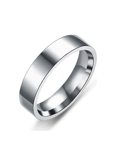 Takı Dükkanı 6 MM Parlak Düz Çelik Alyans Yüzük Cl39 001