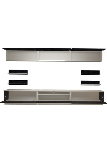 Decoraktiv Trendstyle 8y Mdf Tv Ünitesi Tv Sehpası Beyaz - Siyah Mermer