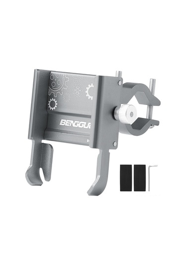 Mufunye Alüminyum Bisiklet Telefon Tutucu, Moto-scooter Uyumlu, 360 Döner, Navigasyon İçin, Titanyum Rengi Gri