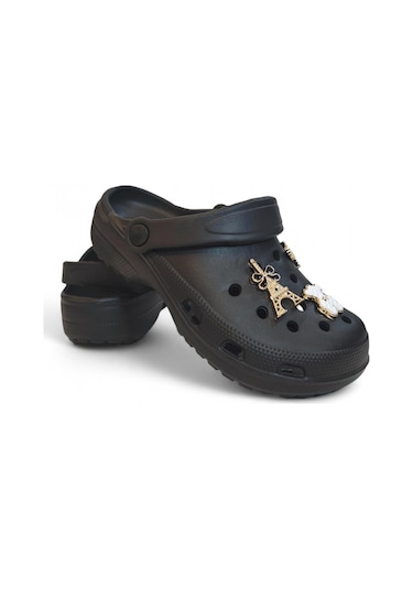 Fiyra 3009 Siyah Crks Taşlı Havuz Plaj Günlük Bayan Terlik Siyah