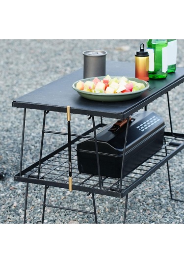 Dolıty Açık Hava Izgara Masa Sabitleme Çubuğu Kamp Masası Siyah Altın Çok Renkli