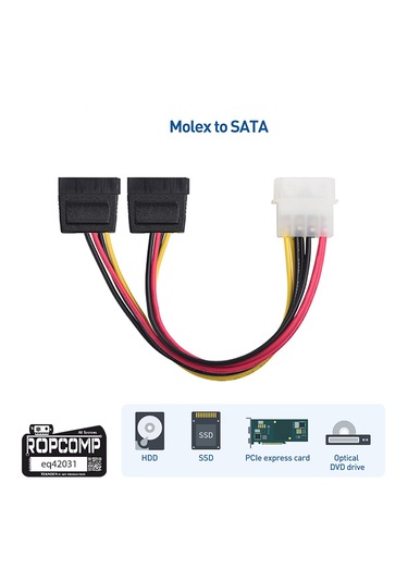 Ropcomp 4-pin Molex Erkek - 15-pin Sata Güç Dönüştürücü Ve Çoklayıcı Kablo