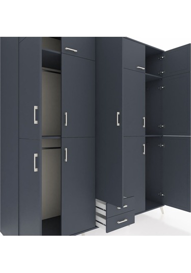 Kronos Dolap 10 Raflı 2 Çekmeceli 4 Askılı 220x59x243 Antrasit-antrasit/antrasit Antrasıt/antrasıt