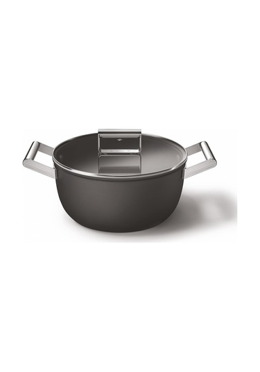 Smeg Cookware 50's Style Siyah Tencere Cam Kapaklı 4.6 L