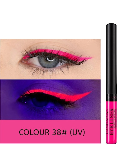 Uv Işık Neon Eyeliner Kalem Gözler Makyaj Kırmızı Su Geçirmez Sıvı Renkli Göz 38 No Box 01
