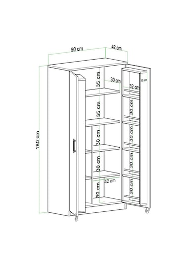Evdemo Eva 2 Kapaklı Erzak Kiler Dolabı Atlantik Çam Beyaz