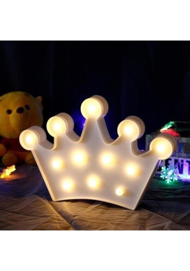Seçkin Trend 3d Dekoratif Pilli Kraliçe Tacı Model Led Masa Ve Gece Lambası Çok Renkli